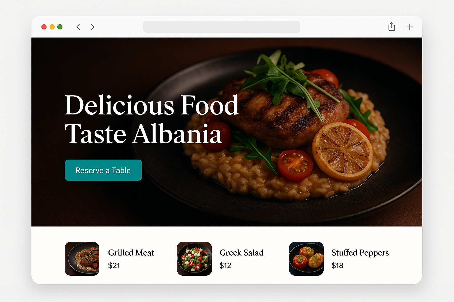 Delicious Food full landing page
